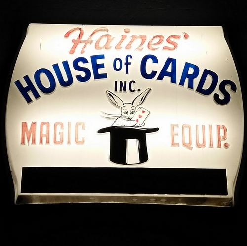 Haines House of Cards sign circa 2020 (at night)